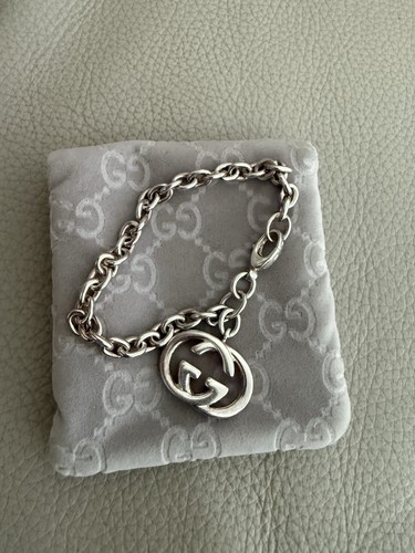 Autentico Bracciale Gucci Argento Sterling Incastro GG Britt con Sacchetto 17