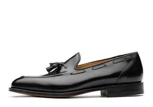 New Handmade Moccasin Black Leather Tassel Loafers Classic Slip On Shoes For Men - Picture 1 of 5