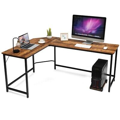 L-Shaped Corner Computer Desk Large PC Laptop Table Workstation With CPU Stand • 95.99£