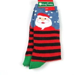 NWT- MERRY BRITE Christmas Santa Crew Socks Fits Size 9-11 - Picture 1 of 2