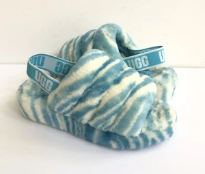 UGG FLUFF YEAH SLIDE ZEBRA CLEAR WATER MOCASSIN STRAP SANDAL US 12 /EU 43 /UK 10 - Picture 1 of 6