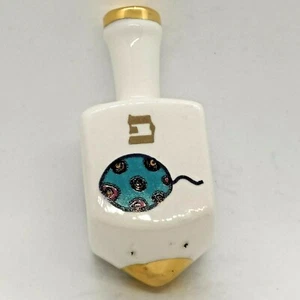 DREIDEL HANDARBEIT GLASIERTE KERAMIK KINDER DREIDEL MADE BY LILY - Bild 1 von 4