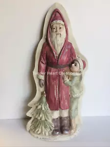 Tin Style Belsnickle Santa Claus Tree with Boy Silver Resin Chocolate Mold - Picture 1 of 9