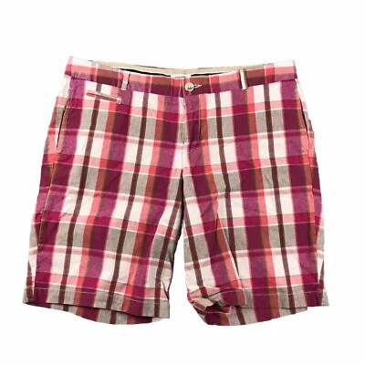 Dockers Shorts Womens 14 Pink Plaid Low Rise Slightly Curvy Lightweight Chino - Image 1 of 4