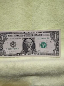 Error 2017 Chicago Fed Resv. Bank note G02537246D $1 bill Ink Smear gas pump - Picture 1 of 3