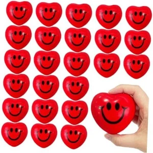 24 PCS Valentine's Day Heart Stress Balls,Red Smile 24Pcs Heart Stress Balls - Picture 1 of 8