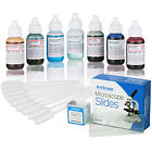 AmScope Vital Stain Kit for Living Cells– Microscope Stains, Pipettes, 50 Slides