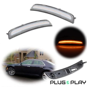 Luces de señalización delanteras LED ámbar con lente transparente estilo OE para Chrysler 300 2015-up - Imagen 1 de 10