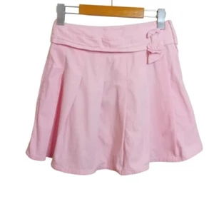 Y2K Childrens Girls Corduroy Light Pink Coquette Mini Pleated Skirt Bow Cute 12 - Picture 1 of 7