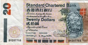 Billete Hong Kong (Standard Chartered Bank) 20 dólares 1999 P285c.2 - Imagen 1 de 2