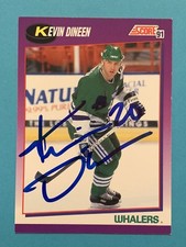 KEVIN DINEEN Signed 1991-92 Score #118 Hartford Whalers Flyers Autograph Auto