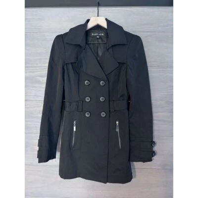 Chaqueta Abrigo Blanc Noir Para Mujer Doble Pecho Estilo Trench Talla Mediana Negra Foto 1 de 4