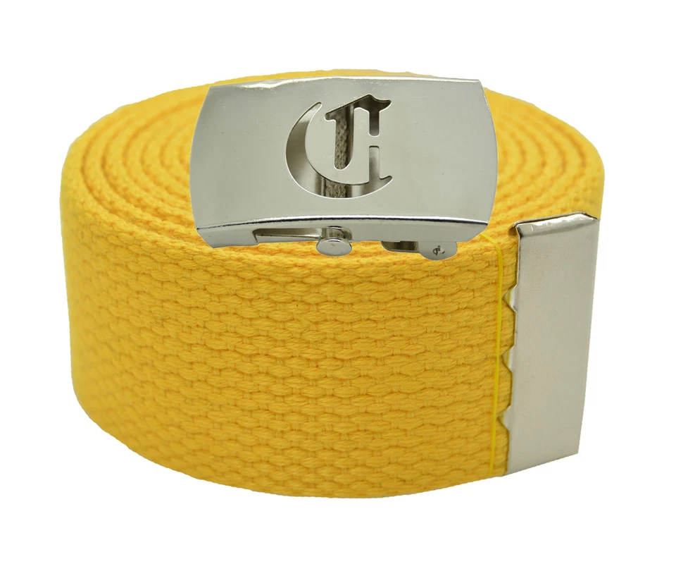 Cinturón de tela militar de lona y hebilla plateada GRAN "C" 48, 54, 60, 72 pulgadas 25 colores Foto 1 de 1