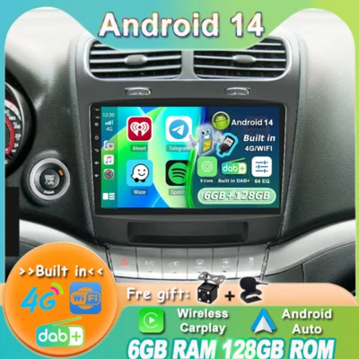 Radio estéreo para automóvil 4G Android 14 para Dodge Journey 2012-2020 GPS CarPlay DAB + QLED Foto 1 de 4