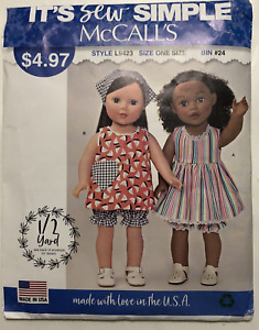 McCall’s It’s Sew Simple Doll Clothes Pattern L9423--18" Dress w/Scarf & Panties
