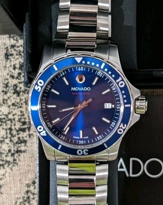 Cuarzo Movado "Serie 800" S/S 🔵Blue Sunburst🔵 Inoxidable* ¡Nuevo Estado"! Precioso  Foto 1 de 4