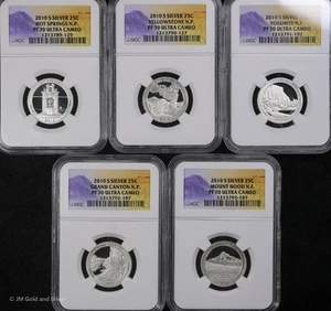 2010 S Silver Proof America the Beautiful 5-Coin Set NGC PF 70 Ultra Cameo - Picture 1 of 12