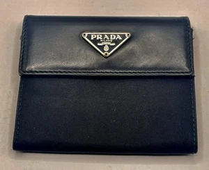 Prada Black Leather And Nylon Small Bifold Wallet - Authentic - Picture 1 of 8