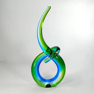 Murano Style Blue Green Studio Art Glass Love Knot Sculpture 31cm Modern Decor - Picture 1 of 10