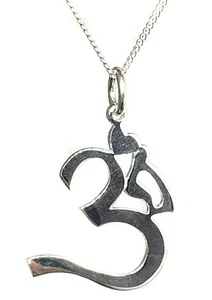 Om Necklace Pendant 925 Sterling Silver 18" Buddhist Jewellery Boxed Namaste - Picture 1 of 24
