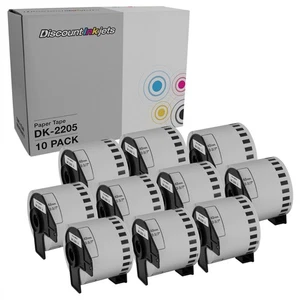DI White Paper Tape for Brother DK-2205 (10pk) 2.4 in x 100 ft In P-Touch - Afbeelding 1 van 7