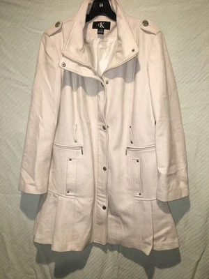 CHAQUETA ABRIGO MUJER TALLA XL CALVIN KLEIN BOTÓN CREMALLERA LANA 3/4 GUISANTE BOLSILLOS CUELLO Foto 1 de 4