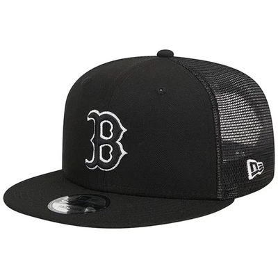 Chapéu caminhoneiro ajustável New Era Boston Red Sox preto 9FIFTY Snapback - Imagem 1 de 4