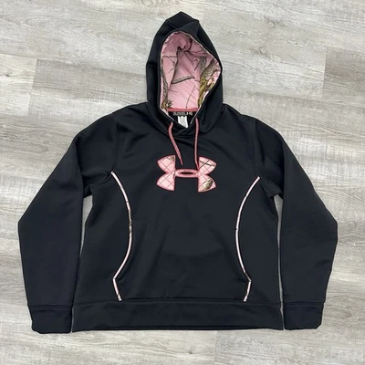 Under Armour Womens Hoodie Black Pink Camo 2XL Realtree Storm Polyester - Image 1 of 4