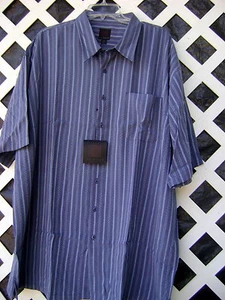 NUEVA CON ETIQUETAS CAMISA GRANDE Y ALTA DESGASTE CUADRADO 1X 2X 3X $80 + valor RAYAS ÍNDIGO - Imagen 1 de 3