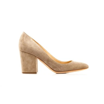 Zapatos de salón Sergio Rossi tacón bloque 75 mm en cuero gamuza beige talla 38 Foto 1 de 3