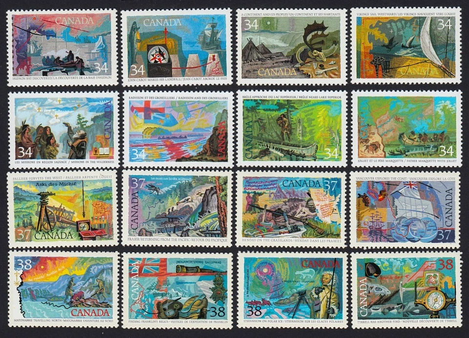 EXPLORATION of CANADA, HISTORY ** 1986-1989 ** MNH 4 Years Set of 4 Stamps - Image 1 of 1