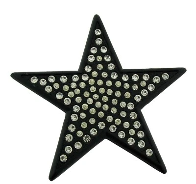 New Star Belt Buckle Black Metal Rhinestones Out Blinged Rock Punk Men women Ice - Image 1 of 2