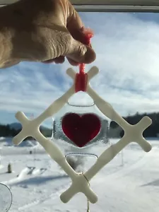 Fused Glass Heart Suncatcher - Picture 1 of 2