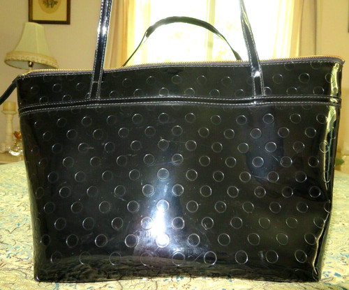 Borsa tote Kate Spade grande Sophie Camellia Street nera PVC pelle verniciata in ottime condizioni