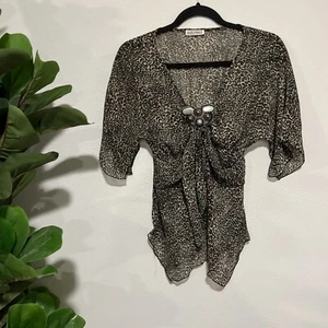 Vintage Y2K Babydoll Top Small Sheer Fairycore Whimsigoth Sequined Applique Boho - Picture 1 of 19