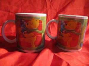 2 tazas DISNEY WINNIE THE POOH TIGGER PIGLET café té cacao SET Milne Shepard - Imagen 1 de 5