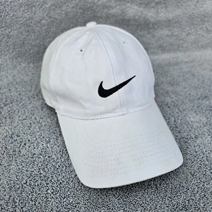 Vintage Nike Hat Just Do It Patch Bill Baseball Cap OSFM White Black Swoosh - Picture 1 of 24