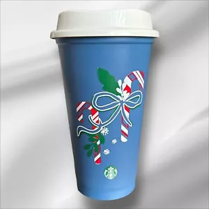 Starbucks 2021 Natale Vacanze Canna da Caramelle Blu Cambio Colore Riutilizzabile Hot Cup - Foto 1 di 3
