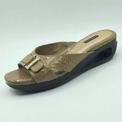 Sandálias ALEX MARIE FEMININA Tan WEDGE salto aberto tamanho 7M slip on - Imagem 1 de 4