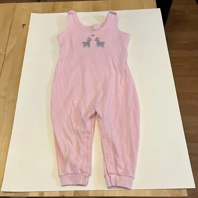 MONOS BURBUJA Rosa Okie Dokie Vintage Talla 24M 100% Algodón Corazón Caballos Foto 1 de 4