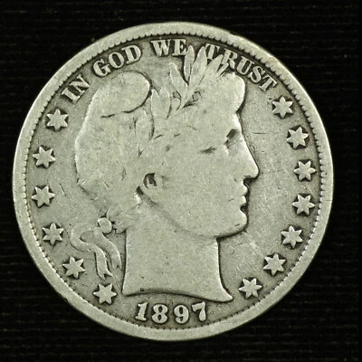 Barber Silver Half Dollar. 1897 P. Very Good. Lot # 9049-40-019 - Image 1 of 2