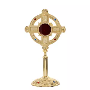 1632 Reliquiar Reliquie Monstranz Hausaltar mit Steinen Rund 32cm Neu - Bild 1 von 1