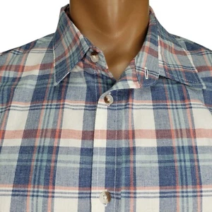 Marine Layer Button Up Shirt Mens XL Blue Cream Plaid Long Sleeve - Picture 1 of 6