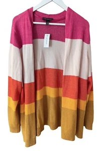 Lane Byrant NWT Soft Knit Rainbow Colorblock Open Cardigan Sweater Women's 18/20 - Picture 1 of 5