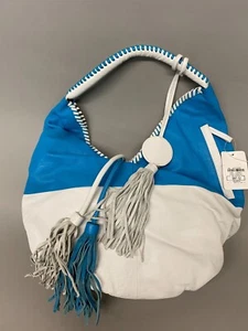Original Sharif IT Essential White and Blue Leather Handbag - Picture 1 of 4