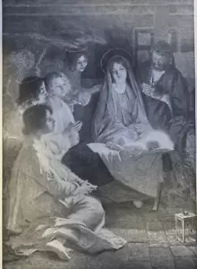 1899 Vintage Zeitschrift Illustration Die Geburt Christi von Walther Firle - Bild 1 von 2