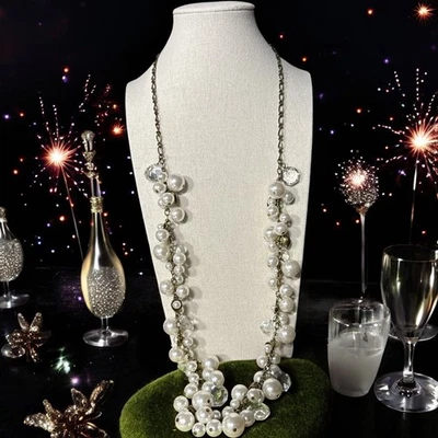 CHLOE & ISABEL Vintage Gold Tone Glass & Faux Pearl Beaded Necklace CI568 - Image 1 of 4