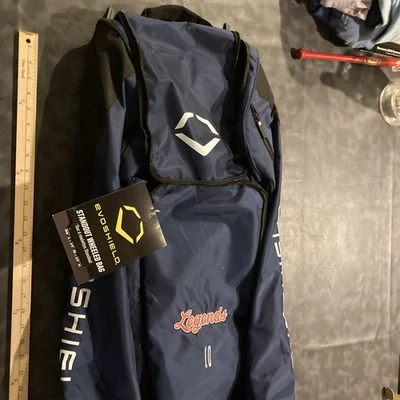 EvoShield 突出轮式棒球袋海军蓝大型齿轮隔层蝙蝠新品 — 第 1/4 张图片