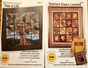 2 Stained Glass Quilt Patterns ("Leaves" & "Tree Of Life") - Picture 1 of 3