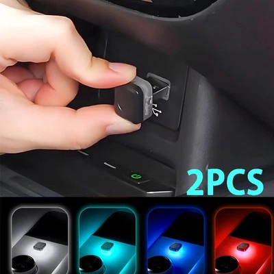 2x USB Auto Coche Interior LED Neón Atmósfera Luz Ambiental Lámpara Bombilla Accesorios Foto 1 de 4